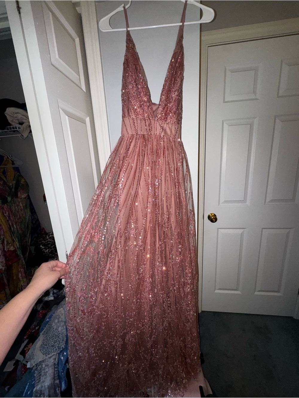 Soieblu Rose Gold Sequin Maxi Dress